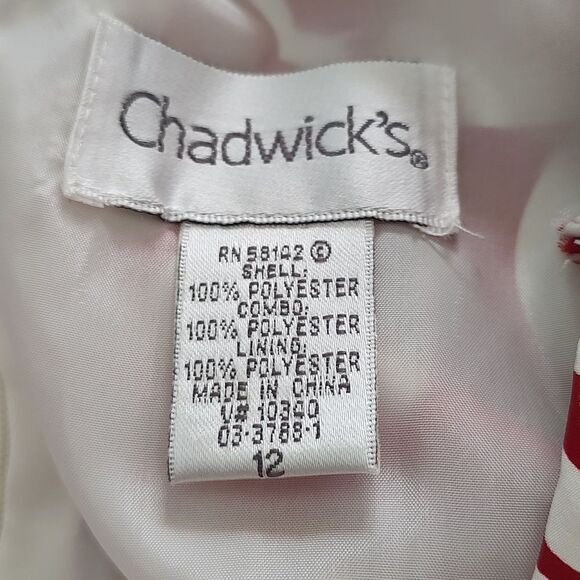 Chadwick's red white fit & flare slimming print summer cruise dress M2261 Sz 12 - Picture 5 of 5